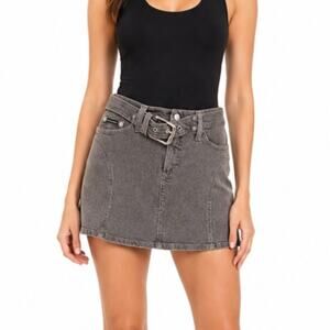 Dolce & Gabbana Belted Denim Mini Skirt Gray Size IT 38 US 24 Made in Italy
